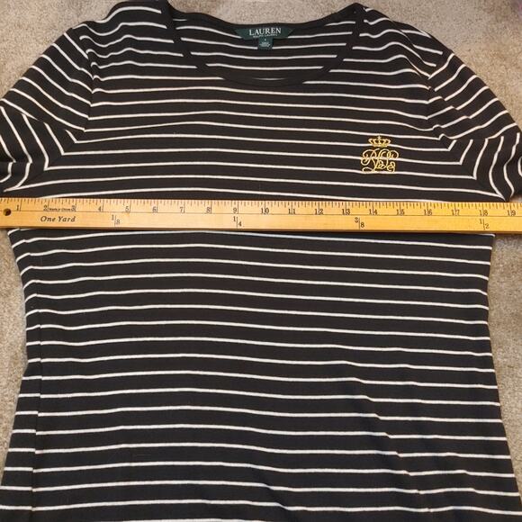 Lauren Ralph Lauren Green Label Size Large L White Black Striped Top Sweater - Picture 4 of 8
